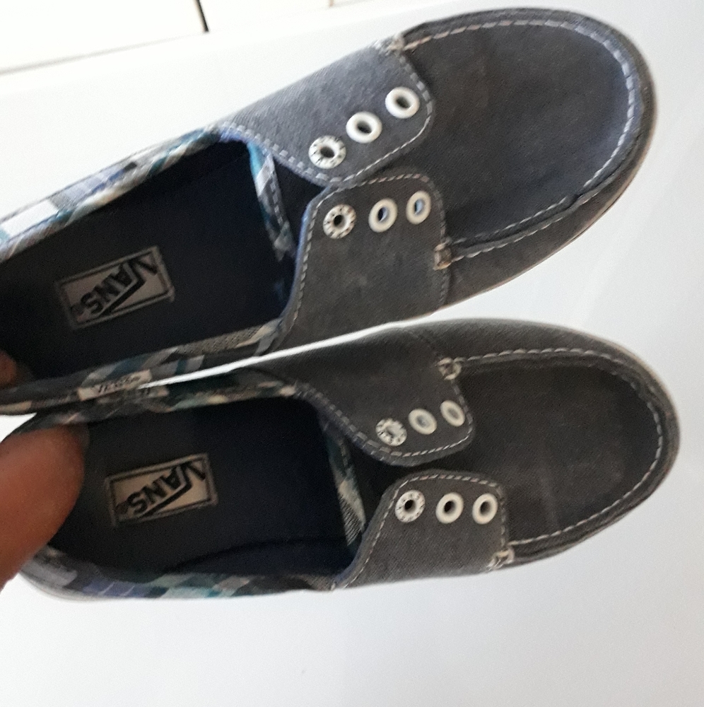 Checkered Vans slip ons. Size 8.5